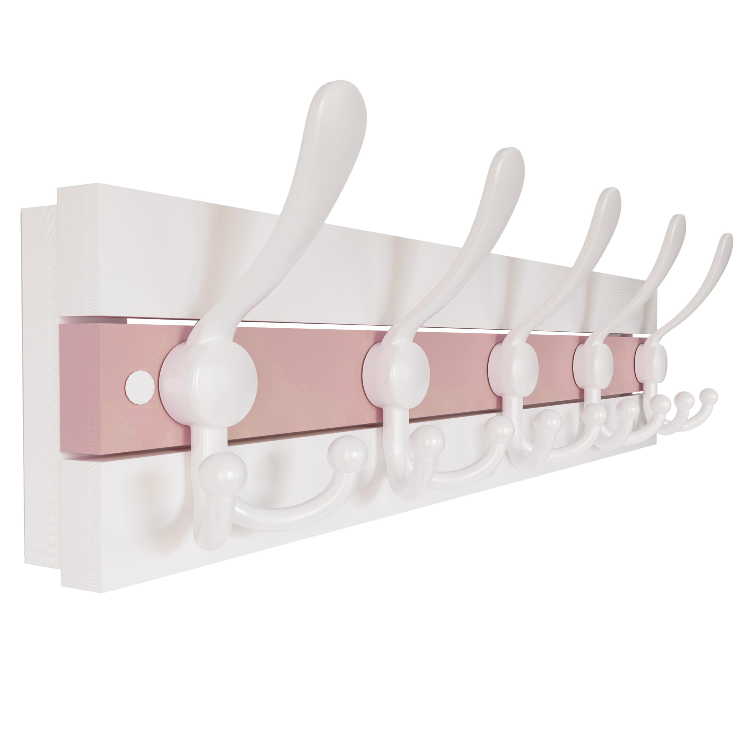 SKOLOO Coastal Wall Mounted Coat Rack - 16-7/8" Beach House Entryway Wooden Coat Hook with 5 Hooks for Hanging Coats, Hats or Towels