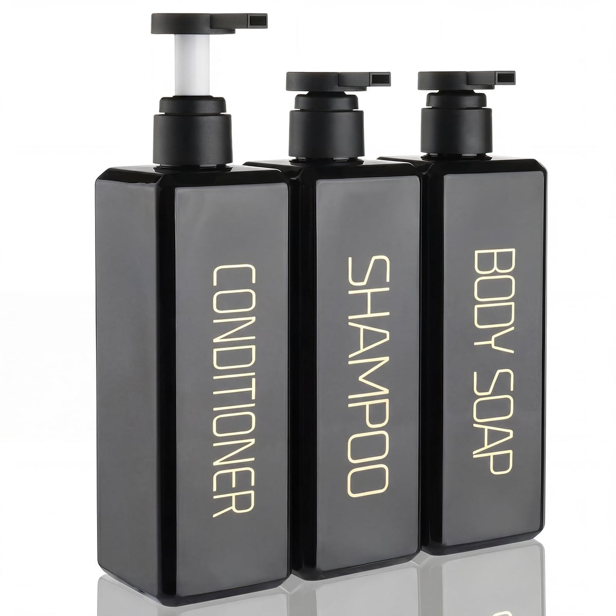Hokretme Shampoo and Conditioner Dispenser 550ml 3 Pack Shower Soap Bottles Refillable Shampoo Pump Bottle Dispenser Plastic Empty Body Wash