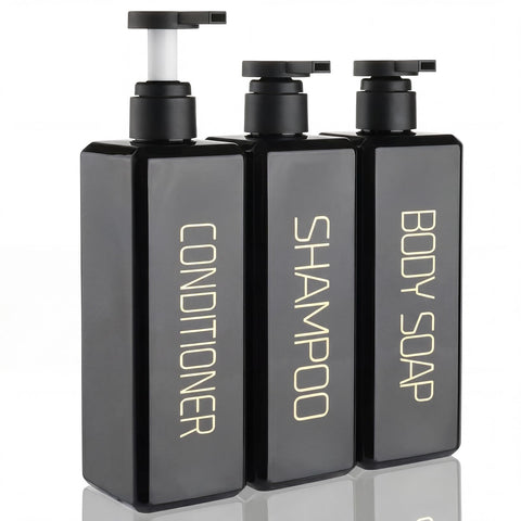 Hokretme Shampoo and Conditioner Dispenser 550ml 3 Pack Shower Soap Bottles Refillable Shampoo Pump Bottle Dispenser Plastic Empty Body Wash