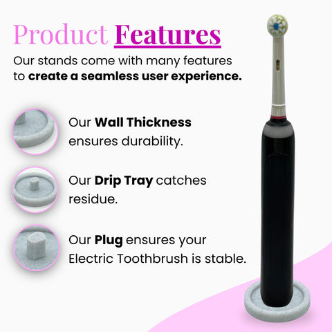 Oral Care Brand Electric Toothbrush Stand & Drip Tray (Marble, Quadruple)