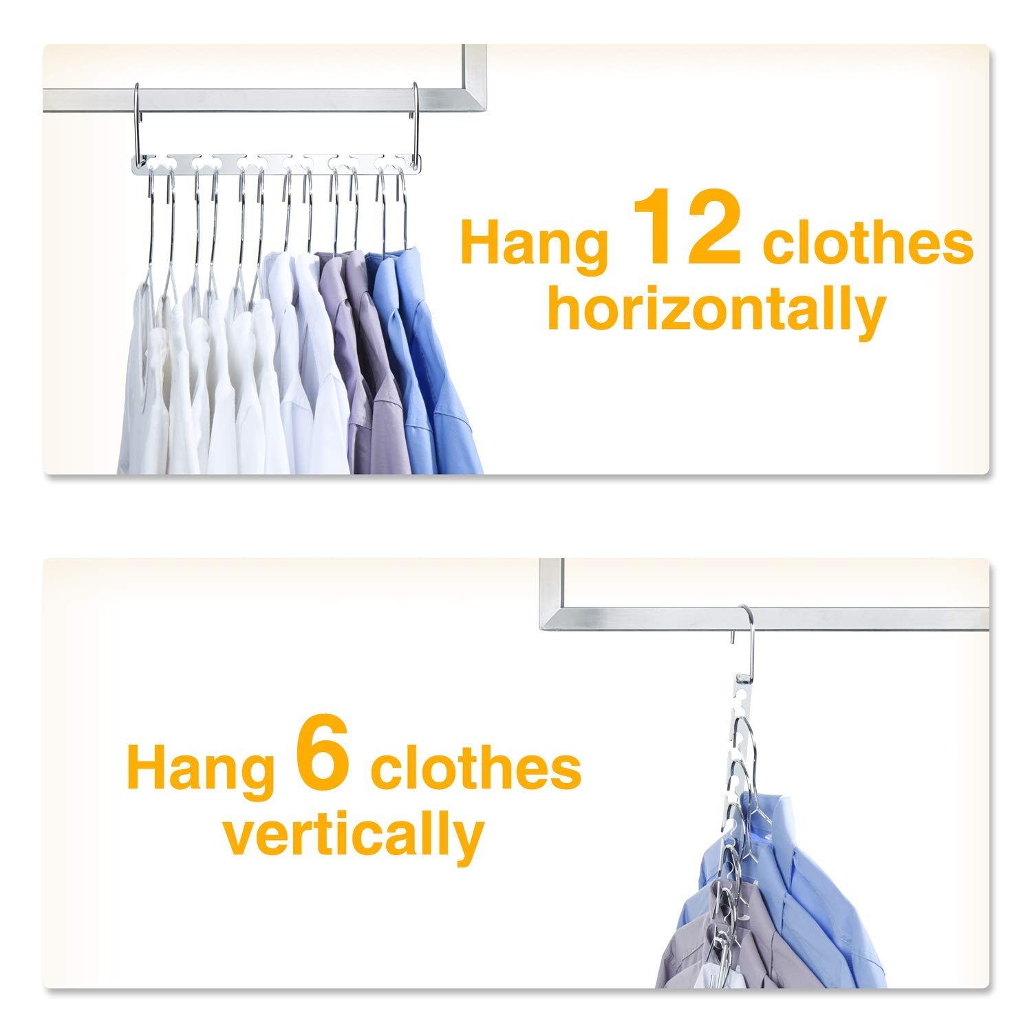 HOUSE DAY Magic Hangers Space Saving Hanger for Wardrobe Clothing Hanger Oragnizer Closet Space Saver Hangers (12 Pack)