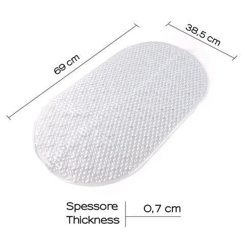 Gedy G-Solid Non-Slip Bath Mat with Suction Cups, Size: 39 x 69 cm, Transparent Finish, R&S Design, 100% Made in Italy, Machine Washable, 2 Years