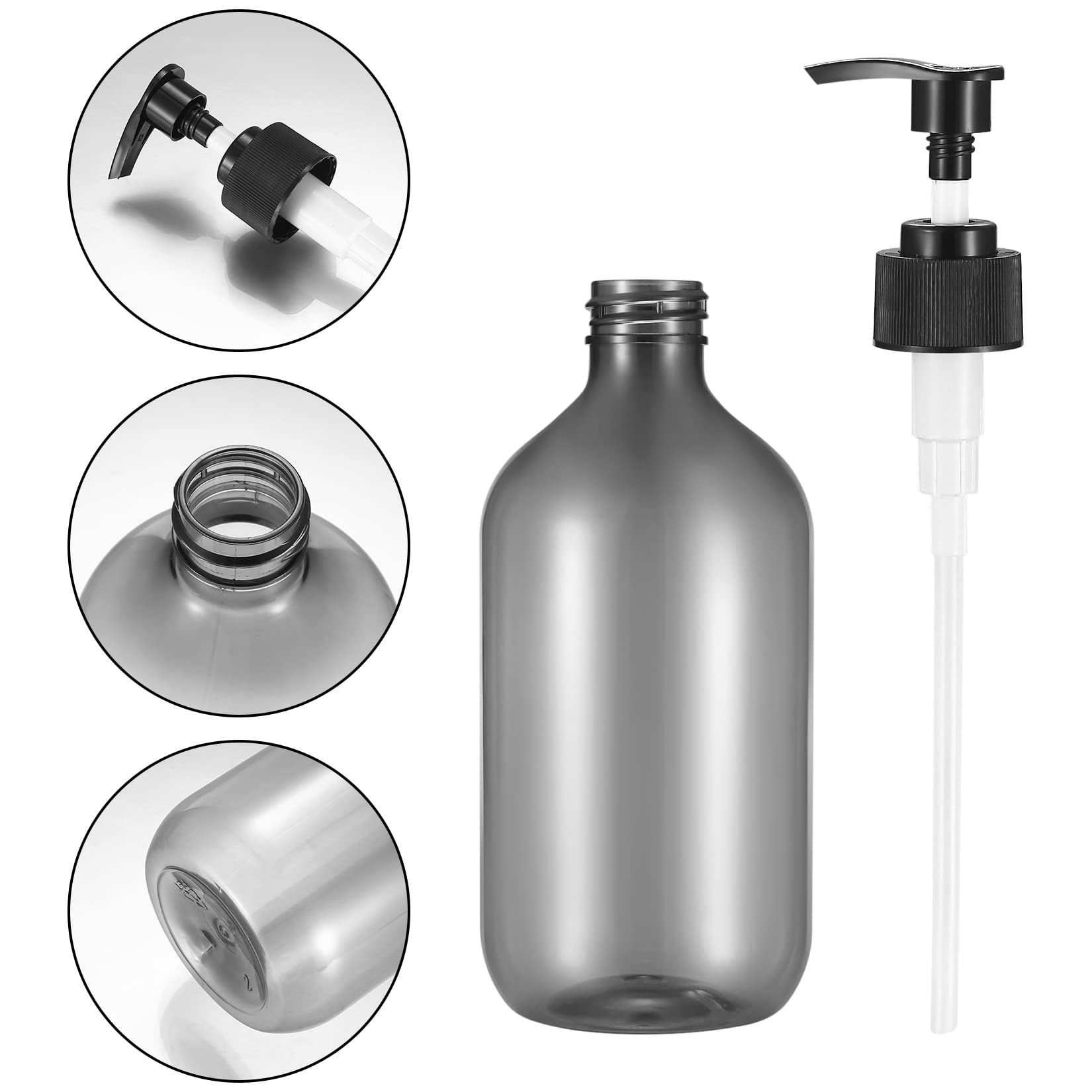 2 Pcs Pump Bottle Dispenser, 500ML/17oz Refillable Empty Press Pump Bottles, Plastic Liquid Soap Dispenser Storage Holder Container for Lotions
