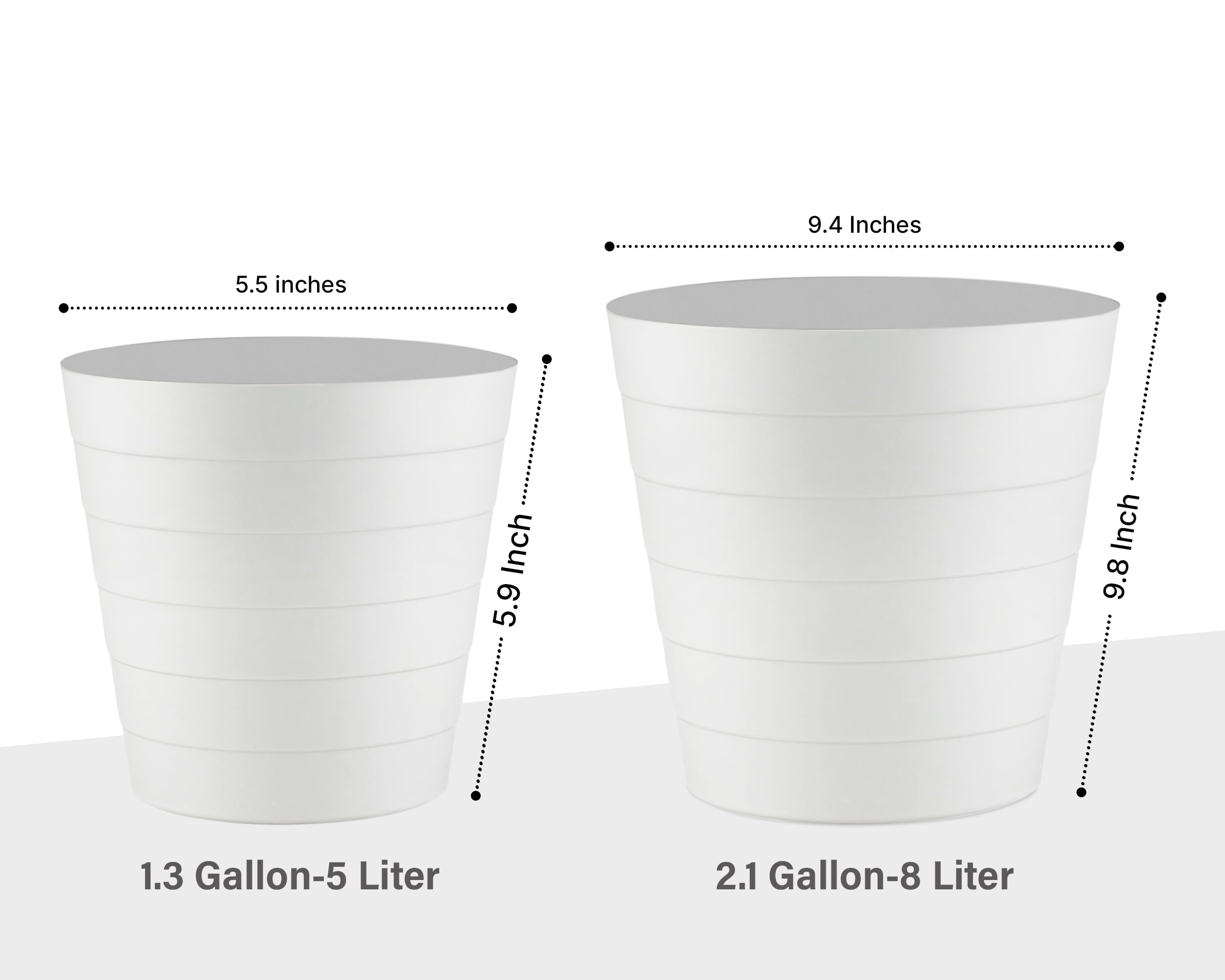 Zuvo Waste Paper Bin 5L, Wave Design Bin for Bedroom and Office, White