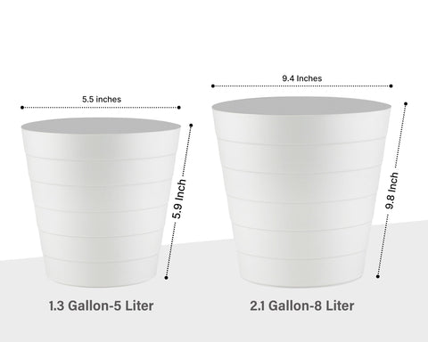 Zuvo Waste Paper Bin 5L, Wave Design Bin for Bedroom and Office, White