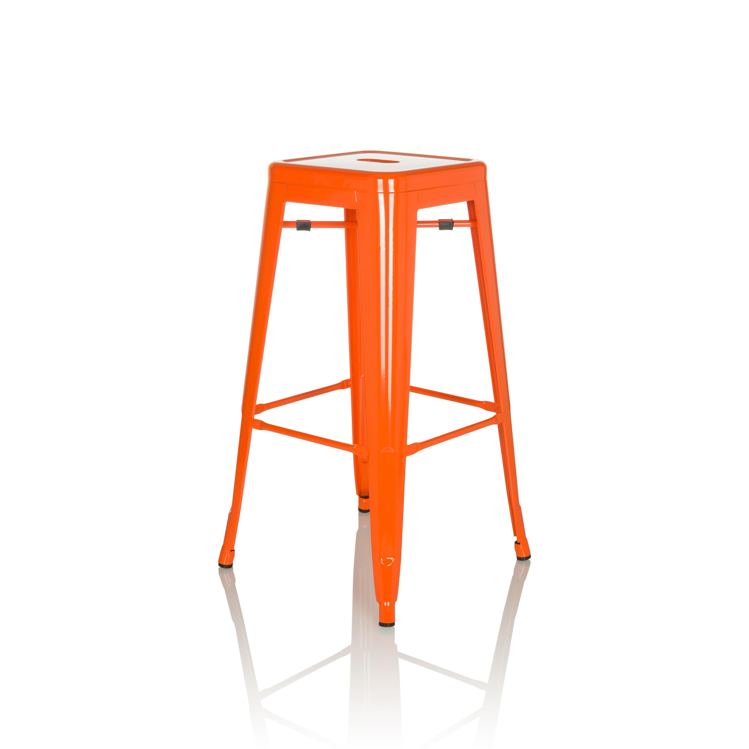 hjh OFFICE 645080 Bar stool VANTAGGIO HIGH metal Orange retro stool in industry design, stackable