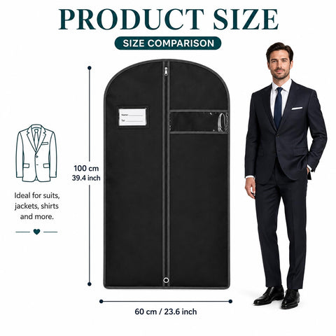 URMI Suit Bag, Breathable 60 x 100cm (5 PCS) Garment Bags Clothes Bags for Storage with Clear Window Dust Moth Proof Dress Bags Protector for Suit
