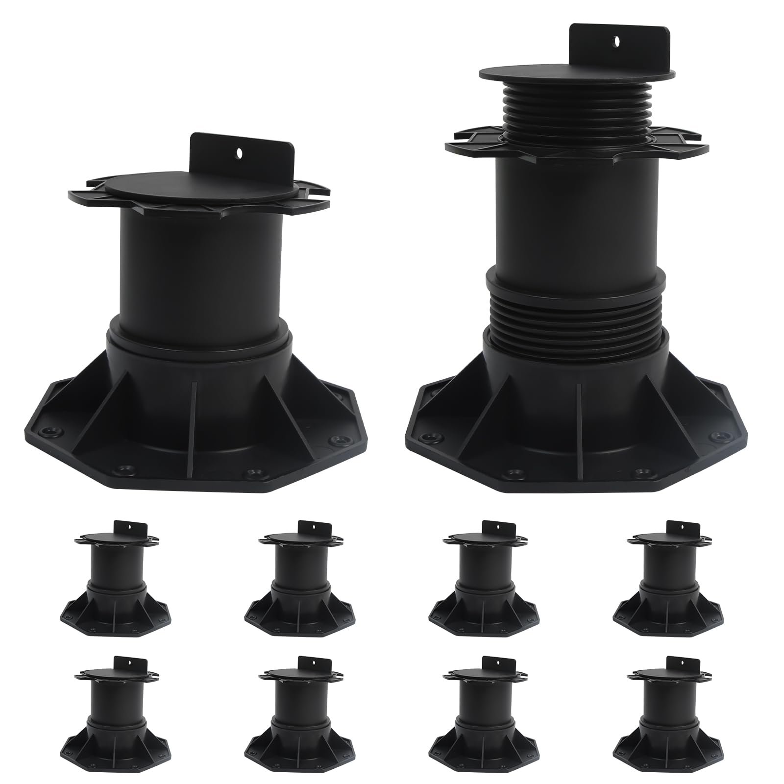 8-Pack Adjustable Decking Pedestals, 140-220 mm Plastic Deck Supports