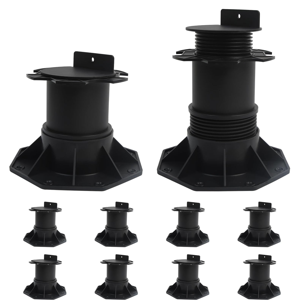 8-Pack Adjustable Decking Pedestals, 140-220 mm Plastic Deck Supports