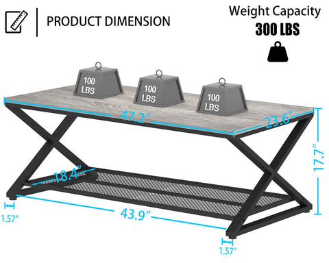 LVB Coffee Table for Living Room Coffee Tables With Storage 120cm Grey