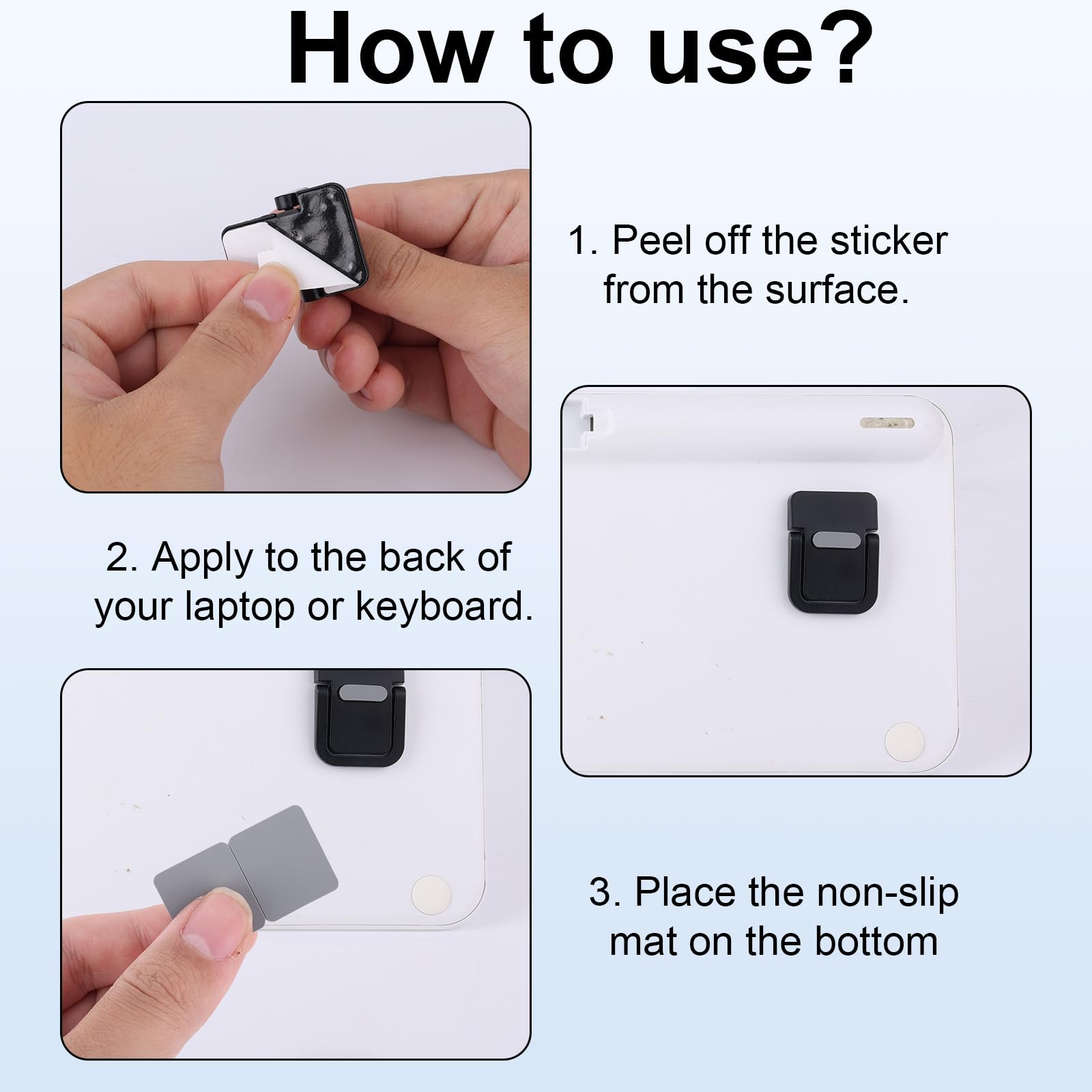 Penitue 2pcs Mini Portable Laptop Stand, Zinc Alloy Foldable Laptop Keyboard Riser Self-Adhesive Kickstand Invisible Computer Notebook Holder Lift