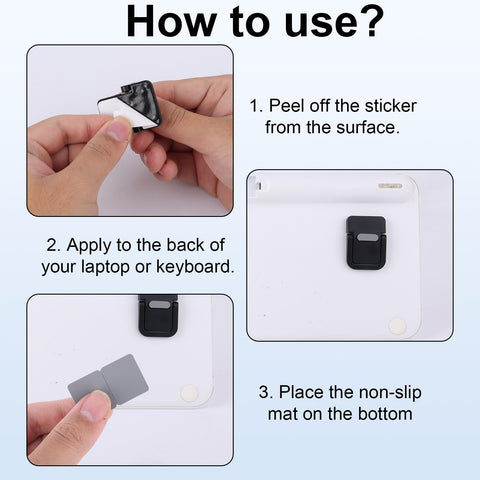 Penitue 2pcs Mini Portable Laptop Stand, Zinc Alloy Foldable Laptop Keyboard Riser Self-Adhesive Kickstand Invisible Computer Notebook Holder Lift