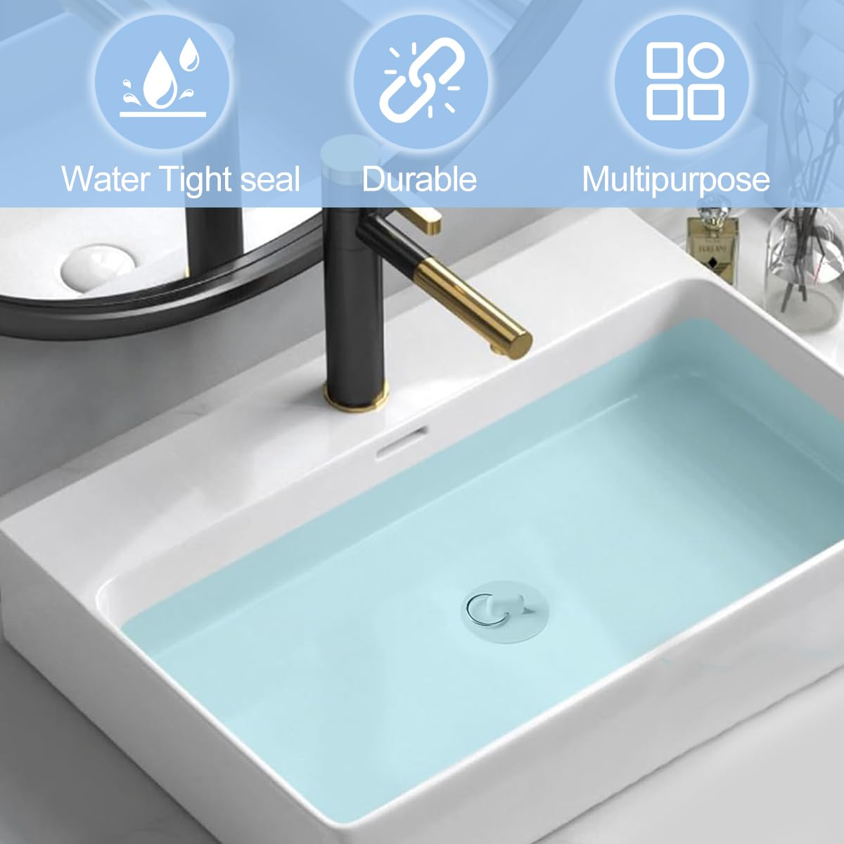 5 Pcs Rubber Bath Plugs, 5 Different Size Kitchen Sink Plug, Universal Bathtub Plug Drain Stopper for Bathtubs Kitchen Sinks Hand Basins (White)