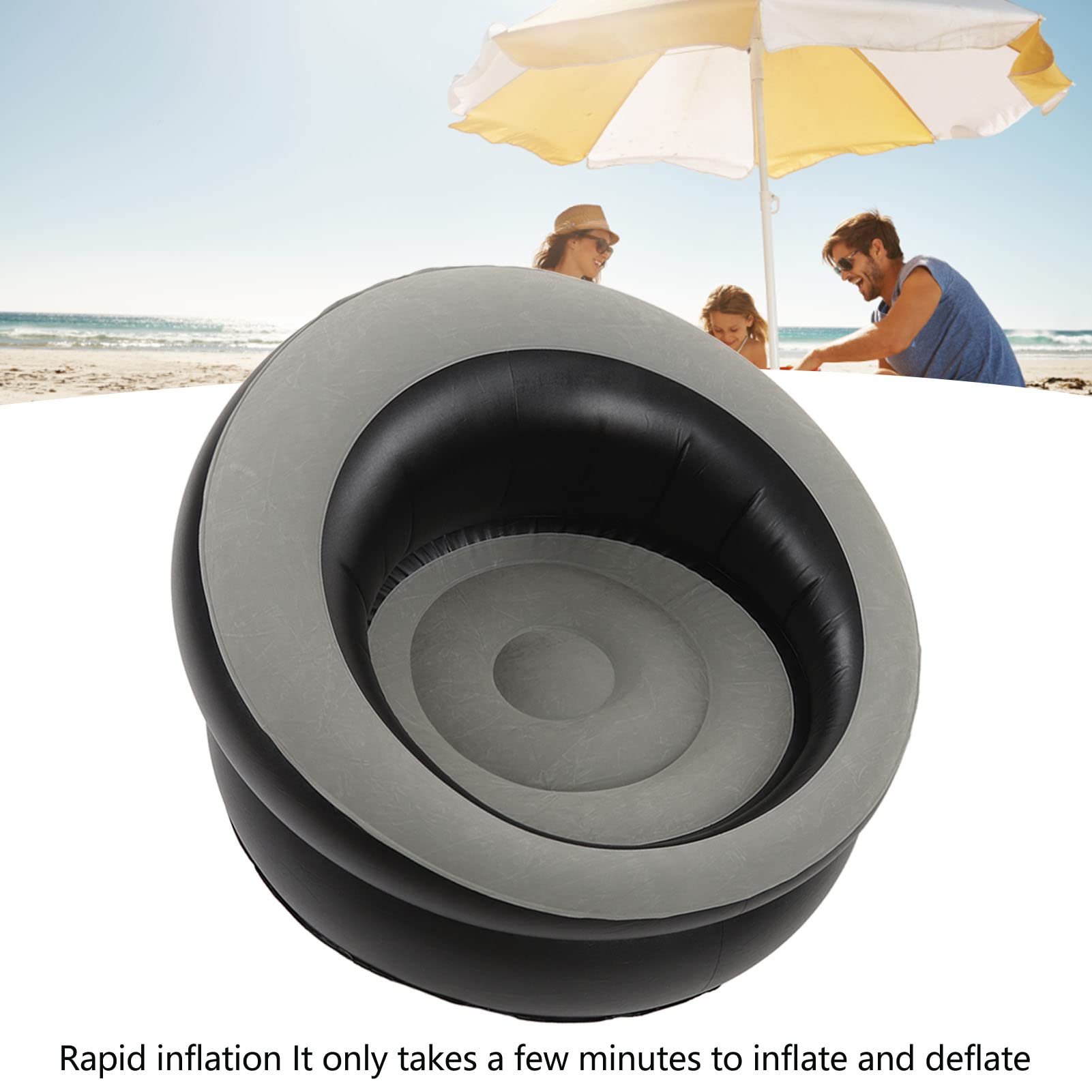Inflatable Sofa Chair, Flocking Air Sofa, Blow Up Couches Inflatable Lounge Chair for Living Room Bedroom Reading Room Office Balcony Camping Travel