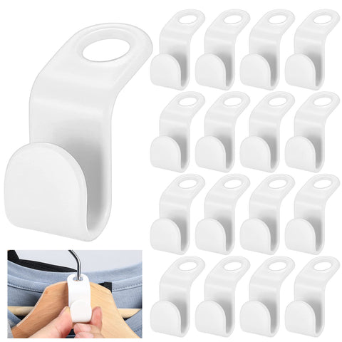 PIANKEKE 65 Pcs Clothes Hanger Connector Hooks, White Space Saver Hooks
