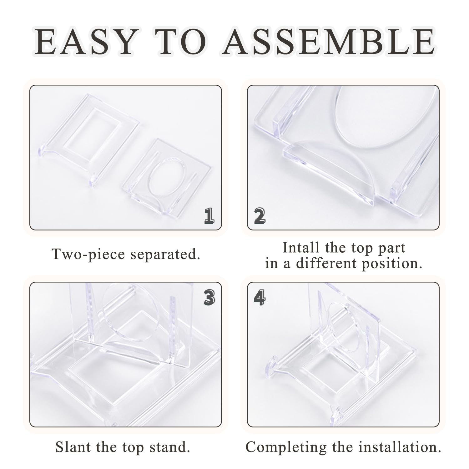 SYEYCW 10 Pcs Acrylic Display Stand, Clear Adjustable Clear Acrylic Plastic Display Stands, Multifunctional Card Display Stand, for Photos