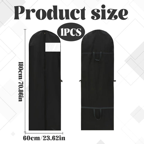 1Pack Waterproof Dress Bags Covers Long,180x60 CM Long Dress Bags Covers,Polyvinyl alcohol,Zipper Closure,Suit Bag for Hanging Clothes,Clothes Covers