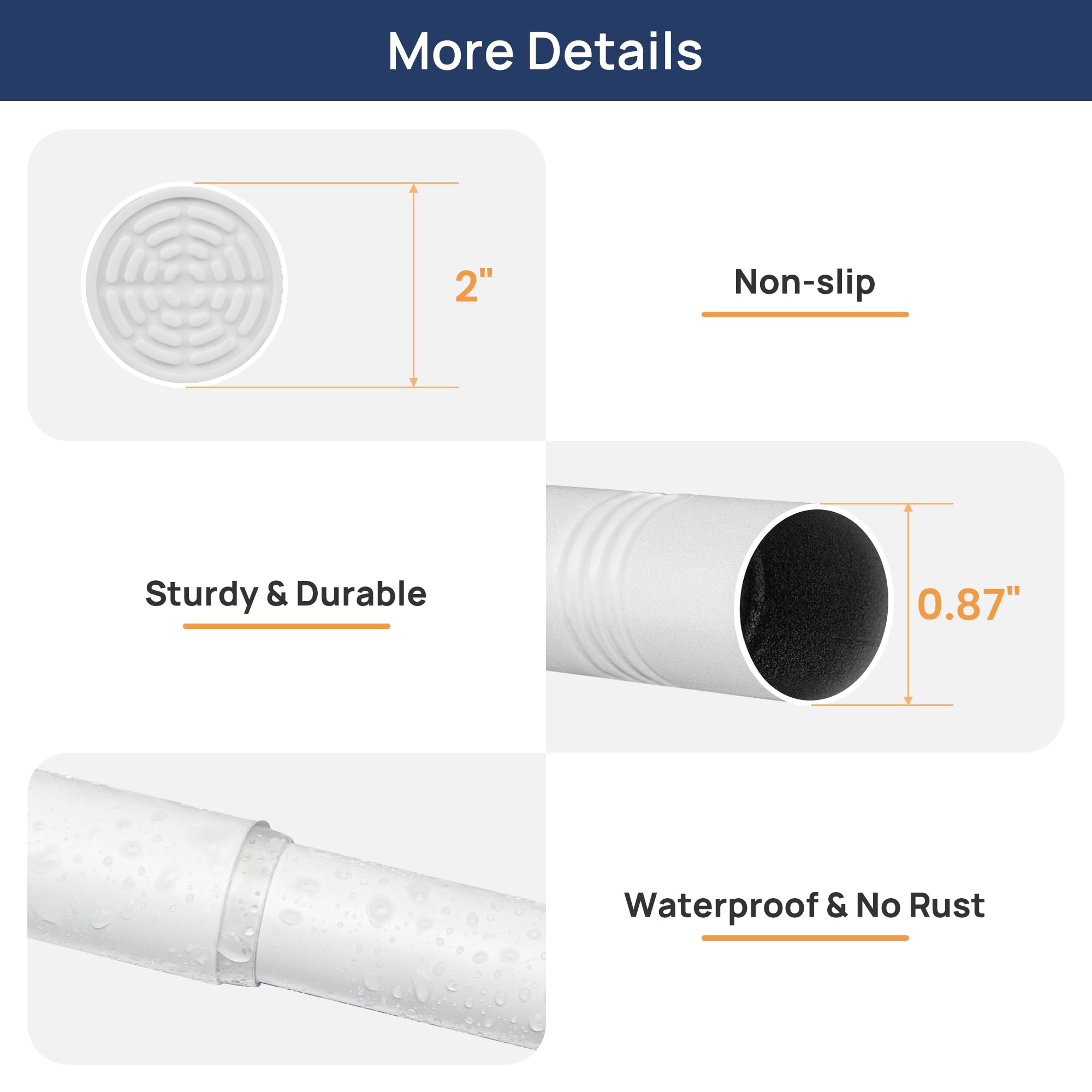 ENJOYBASICS Extendable Curtain Poles Shower Curtain Rod 81-137cm Tension Pole No Drilling, Never Rust Non-Slip Telescopic Pole for Clothes