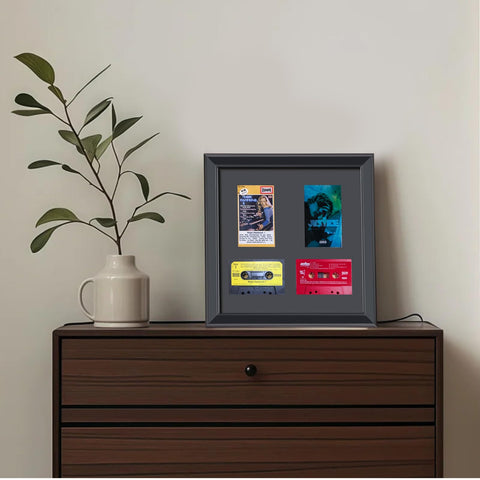 Cassette Tape Storage Shadow Box Display Cabinet,Cassette Storage Display Frame,Cassette Tape Case Display Frame with EVA Foam Lining,Retro Music