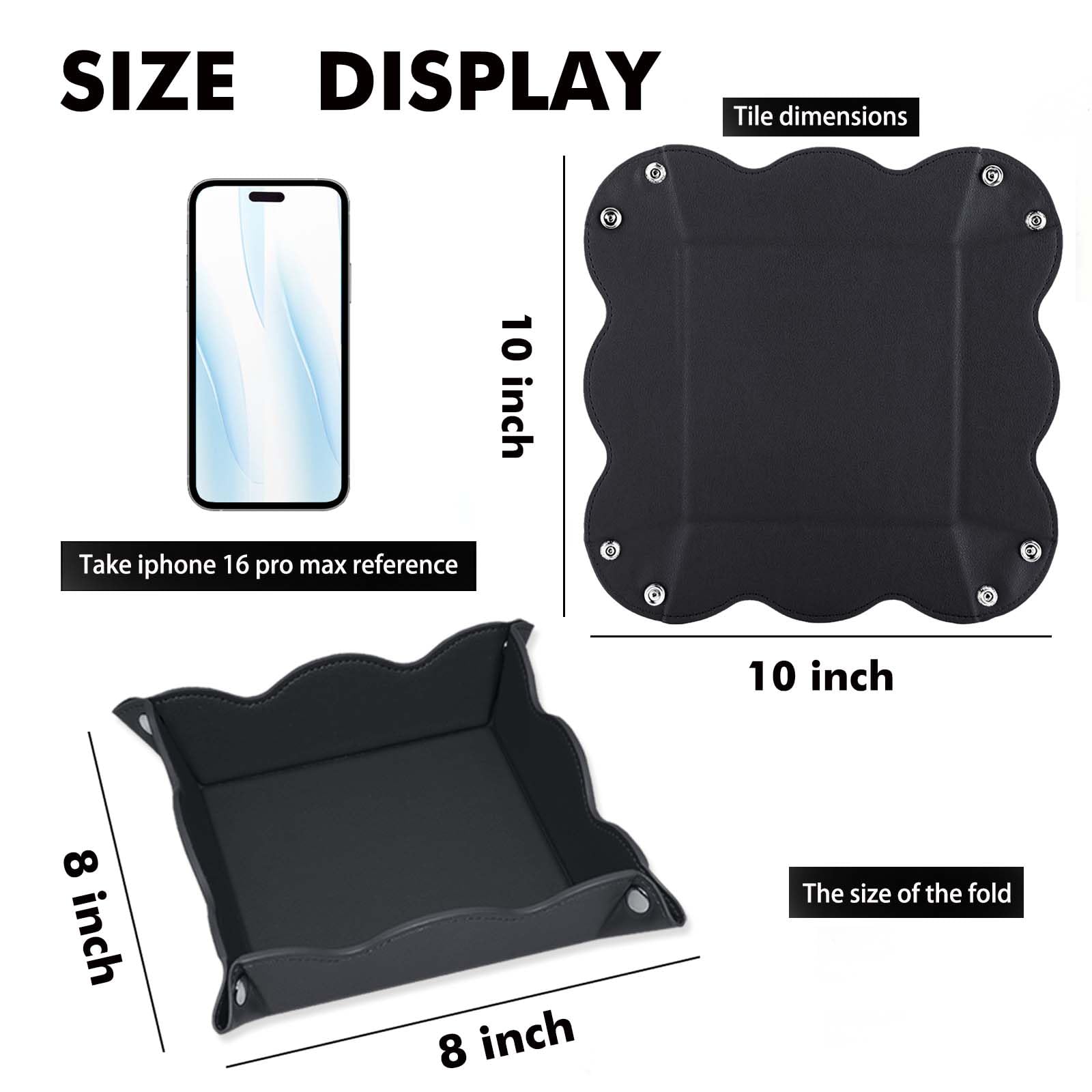 ABCHCHS Valet Tray for Men Women - PU Leather Travel Catchall Tray Organizer - Desk Bedside Nightstand Storage Box for Jewelry Key Phone Remote
