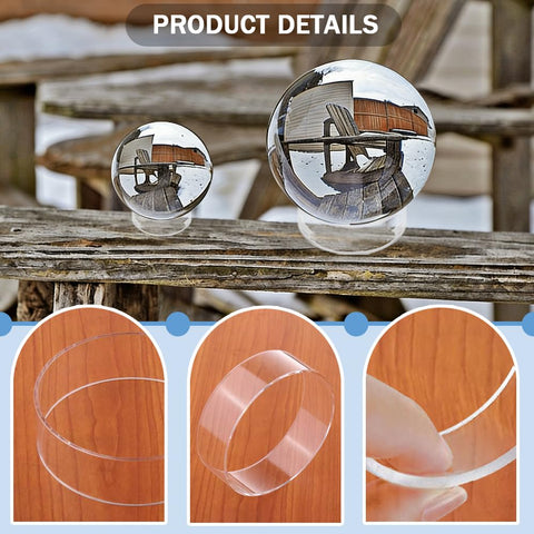 TRKETK 12 Pcs Clear Sphere Acrylic Display Stand Crystal Sphere Stand Holder Round Baseball Display 3 Sizes Plastic Sphere Holder for Baseball Tennis