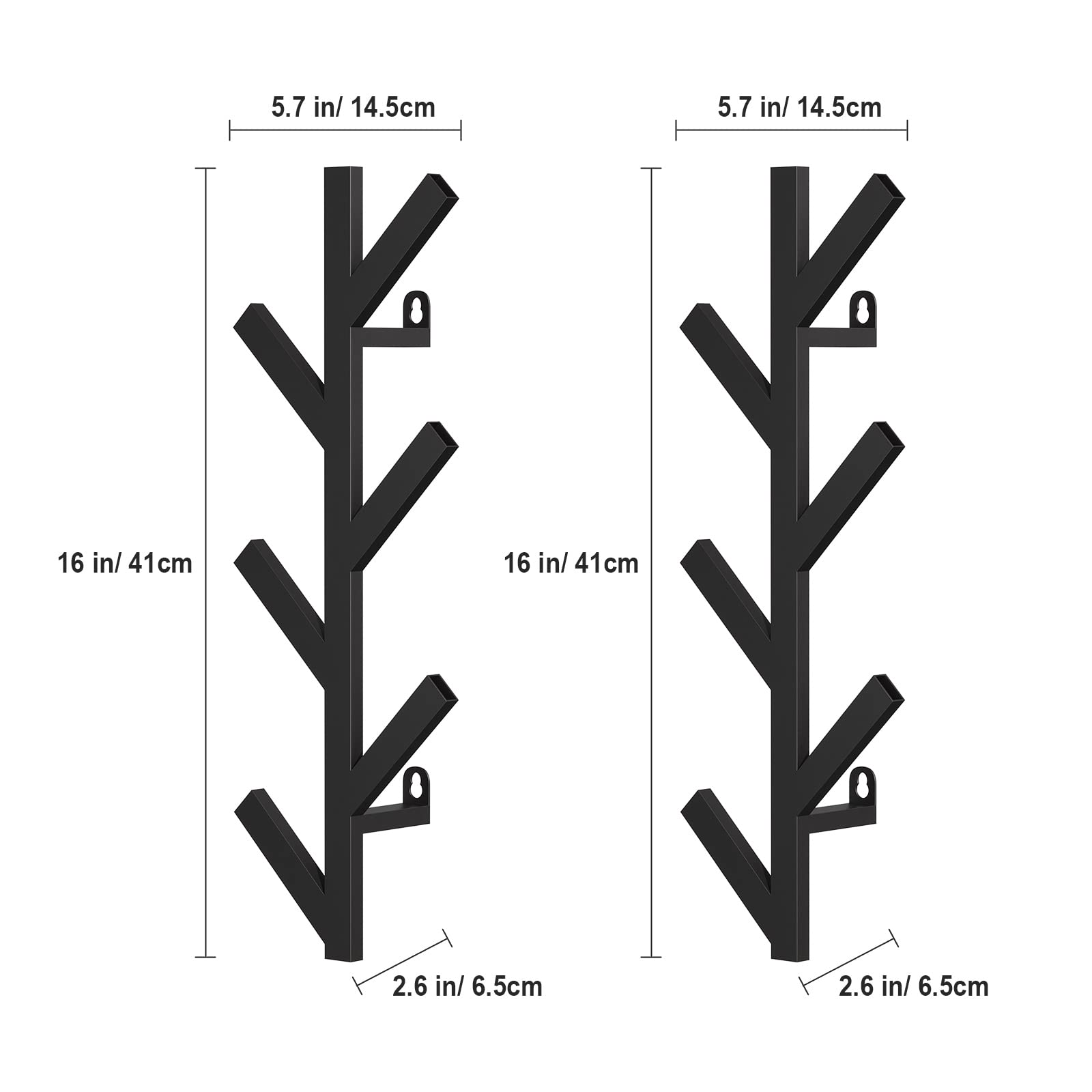 RRG 2 Pack Vertical Coat Rack Wall Mounted, Metal Vertical Hat Rack for Wall, Modern Wall Coat Tree for Hats, Jackets, Bags, Entryway Bedroom