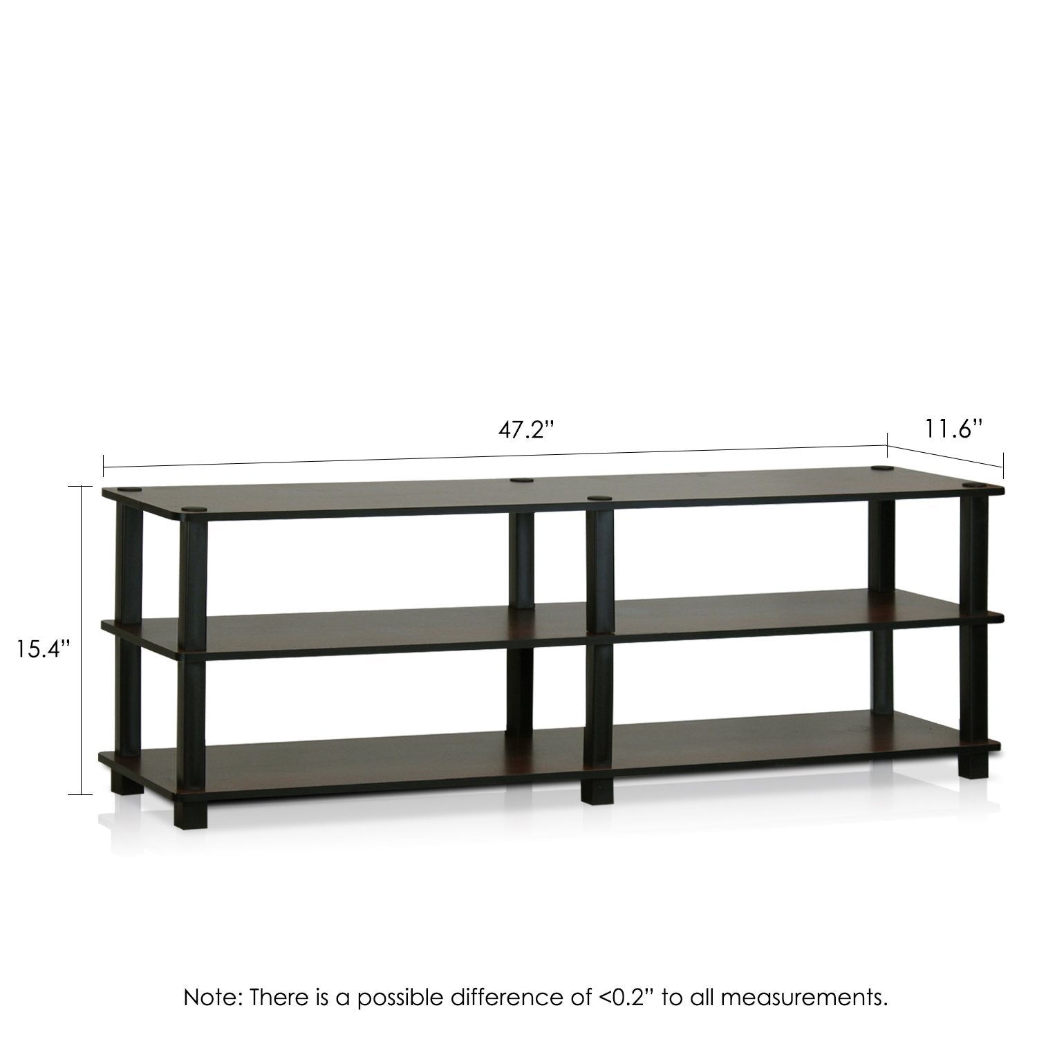 Furinno TURN-S-TUBE TV Stand, 3-Tier No Tools Entertainment Center, TV Console for TV up to 46 Inch, for Living Room, Bedroom, Dark Brown