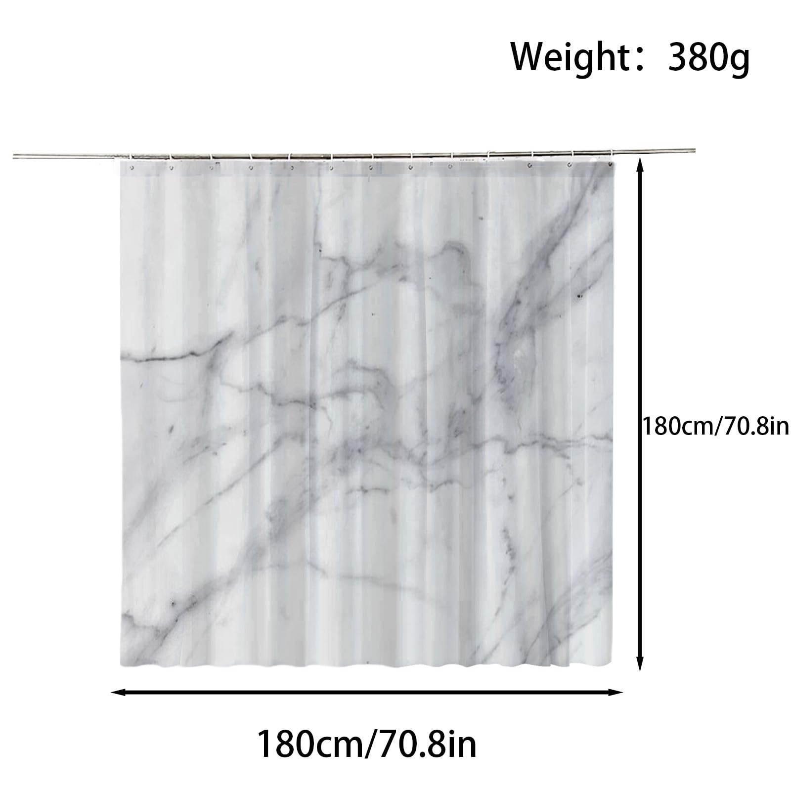 FAIRYGATE Shower Curtains for Bathroom Outdoor Shower Curtain 180x180cm Heavy Duty Weighted Mould Proof Resistant Waterproof Bath Curtain with 12