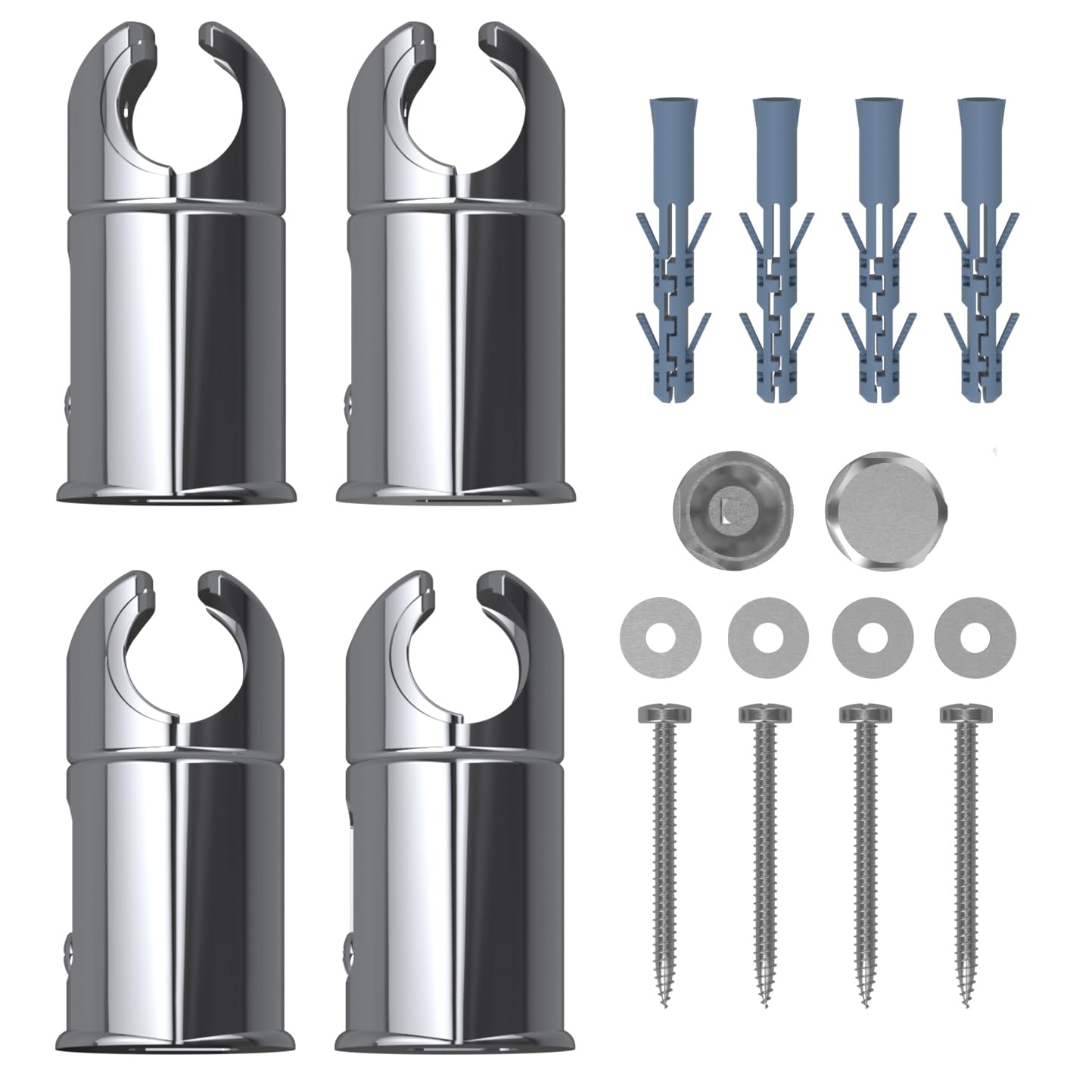 Clamp Brackets for Heated Towel Rail Radiators Flat & Curved (Chrome, 25mm Tube Width)
