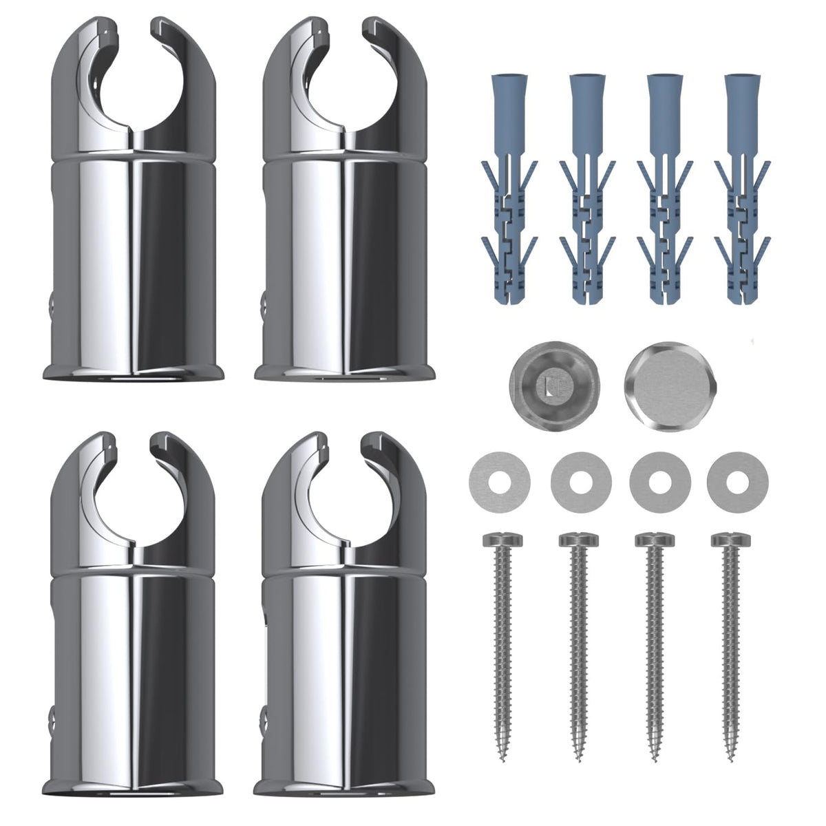 Clamp Brackets for Heated Towel Rail Radiators Flat & Curved (Chrome, 25mm Tube Width)