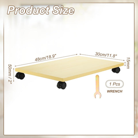 PATIKIL 12x19in PC Stand, Computer Tower Stand Wood CPU PC Holder Under Desk Mobile Cart 4 Caster Wheel for Floor Carpet Tower ATX Case Printer