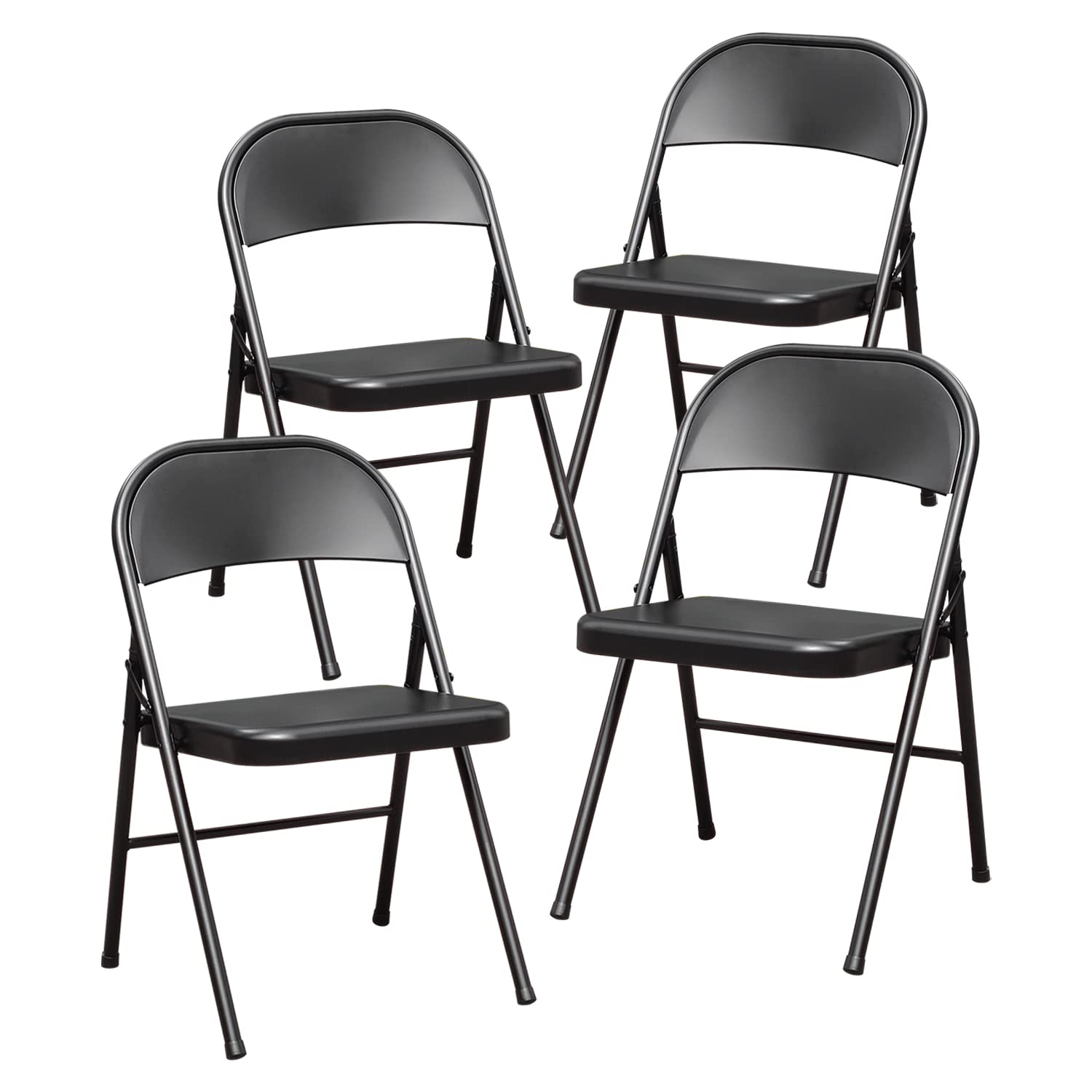 BOOSDEN Folding Chair, Foldable Chair, Set of 4, Metal Fold Up Chairs for Home, Office, Dining, Portable and Compact Metal Frame Folding Seat