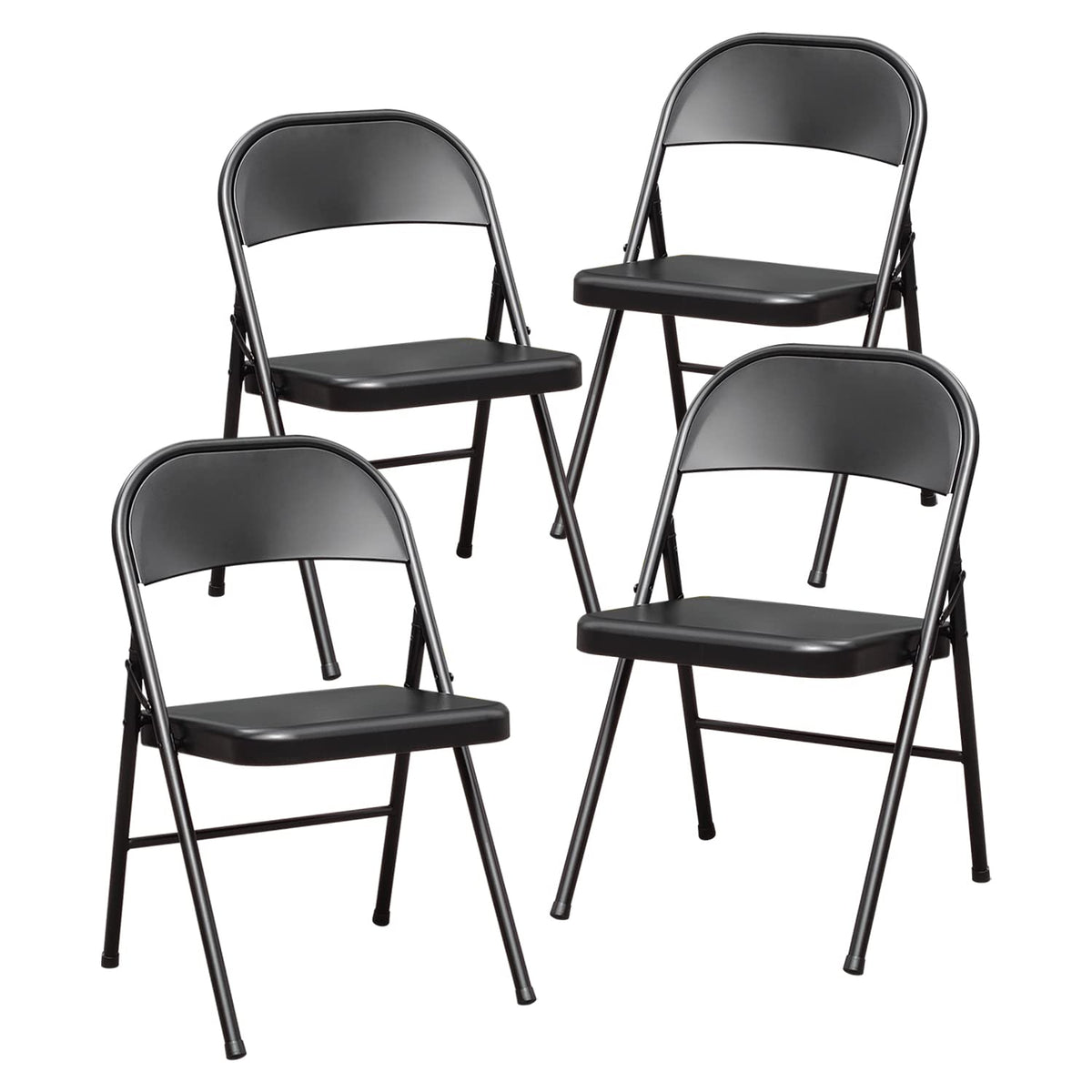 BOOSDEN Folding Chair, Foldable Chair, Set of 4, Metal Fold Up Chairs for Home, Office, Dining, Portable and Compact Metal Frame Folding Seat