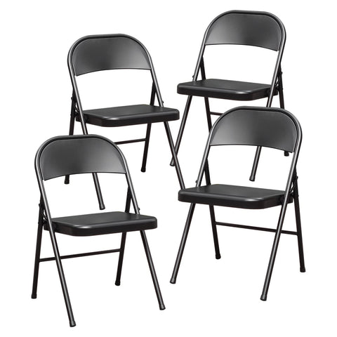 BOOSDEN Folding Chair, Foldable Chair, Set of 4, Metal Fold Up Chairs for Home, Office, Dining, Portable and Compact Metal Frame Folding Seat