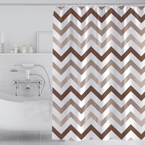 FSZhenZuan Shower Curtain 200x200cm Drop Water Repellent Shower Curtain with Hooks Washable Polyester Fabric Geometric Waves Decorative Bathroom