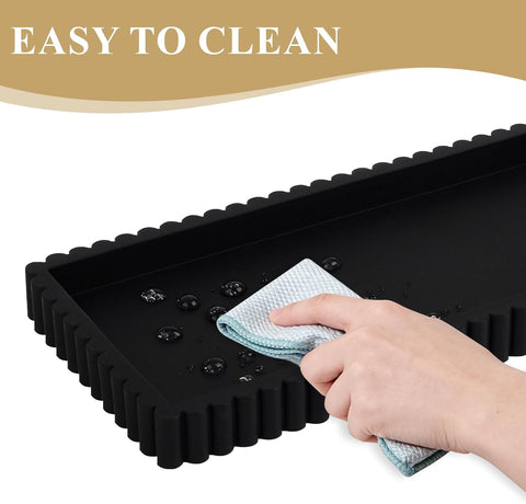 Silicone Bathroom Tray Small Vanity Organizer Rectangle Sink Caddy Sponge Holder Kitchen Counter Decor for Dish Soap, Perfume, Candle