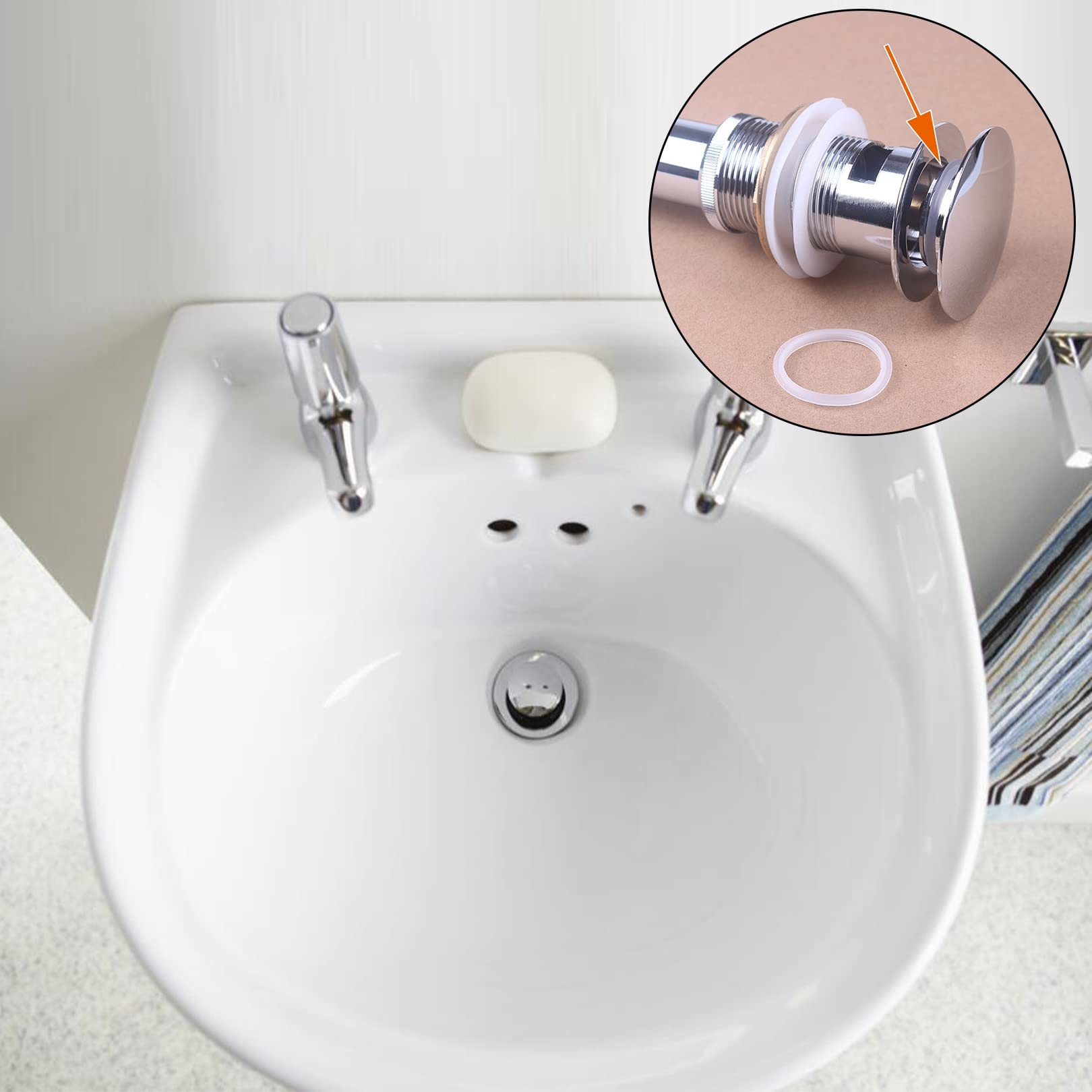 Sink Plug Rubber Seal,Bathroom Sink Drain Plug Stopper,2PCS,31/39mm