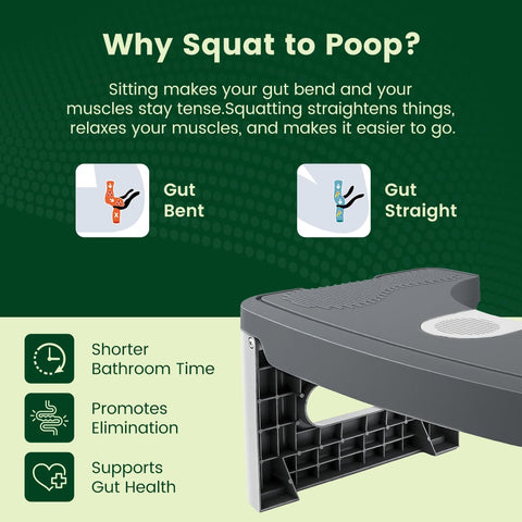 GedFong 17cm Folding Toilet Stool, Non-Slip Bathroom Footrest, Space-Saving Foldable Toilet Stool with Aroma Compartment, PP Material, Rock Grey