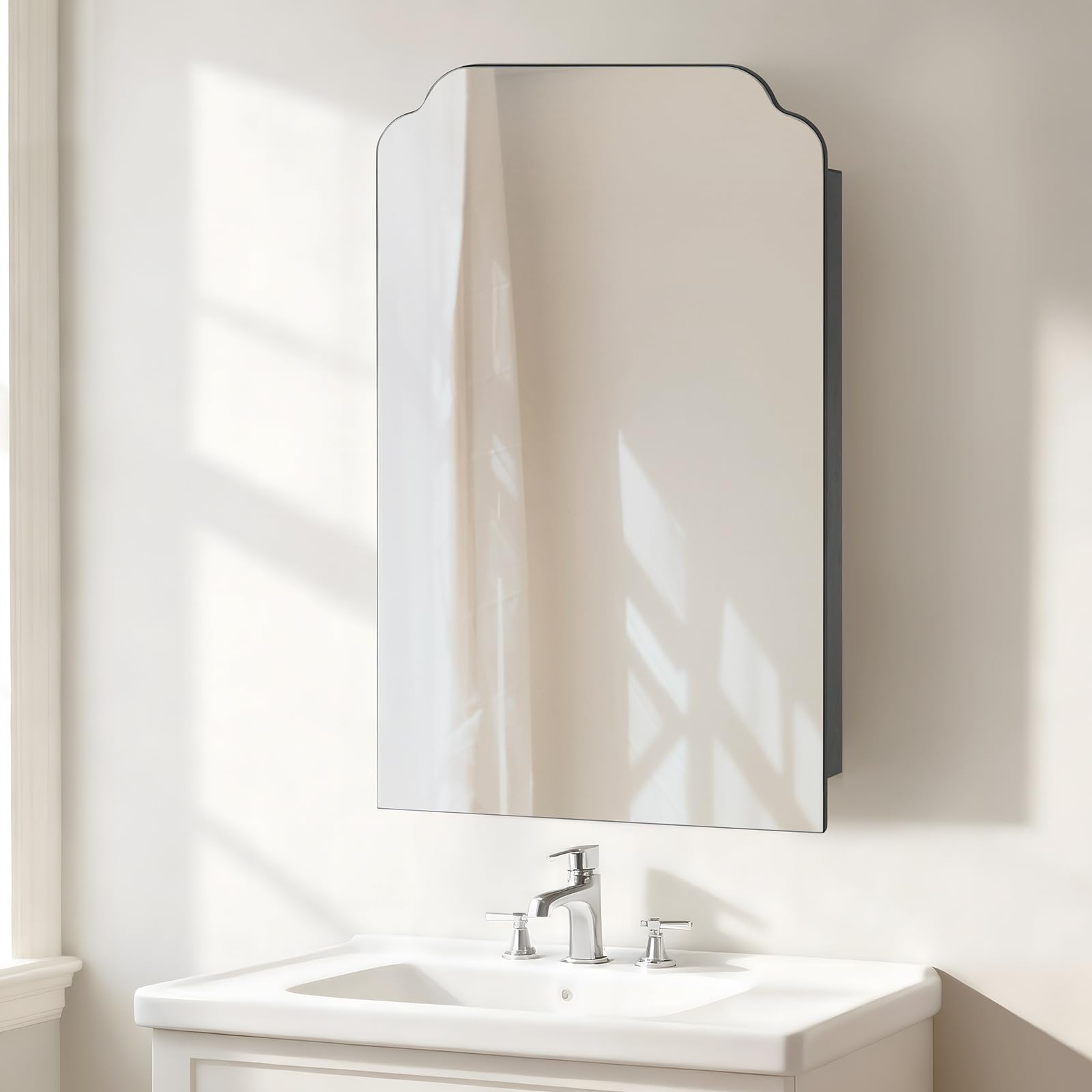 Lumibric Bathroom Cabinets with Mirror, Black Wooden, 73x43.5x15cm