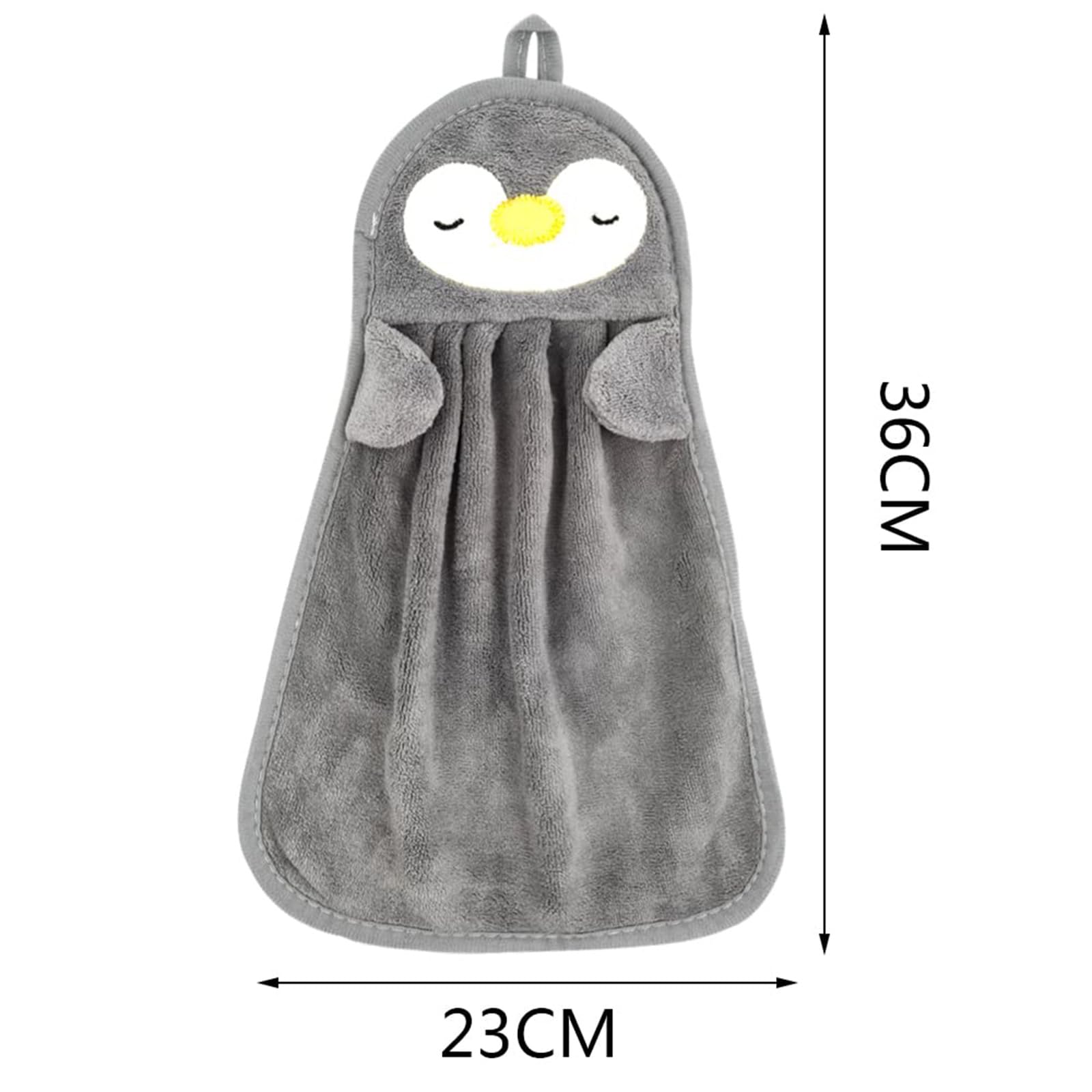 Qinsky Cute Animal Hand Towels, 3Pcs Soft Coral Fleece Microfiber Hand Towels, Super Absorbent, Quick Dry, Blue, Grey, Yellow