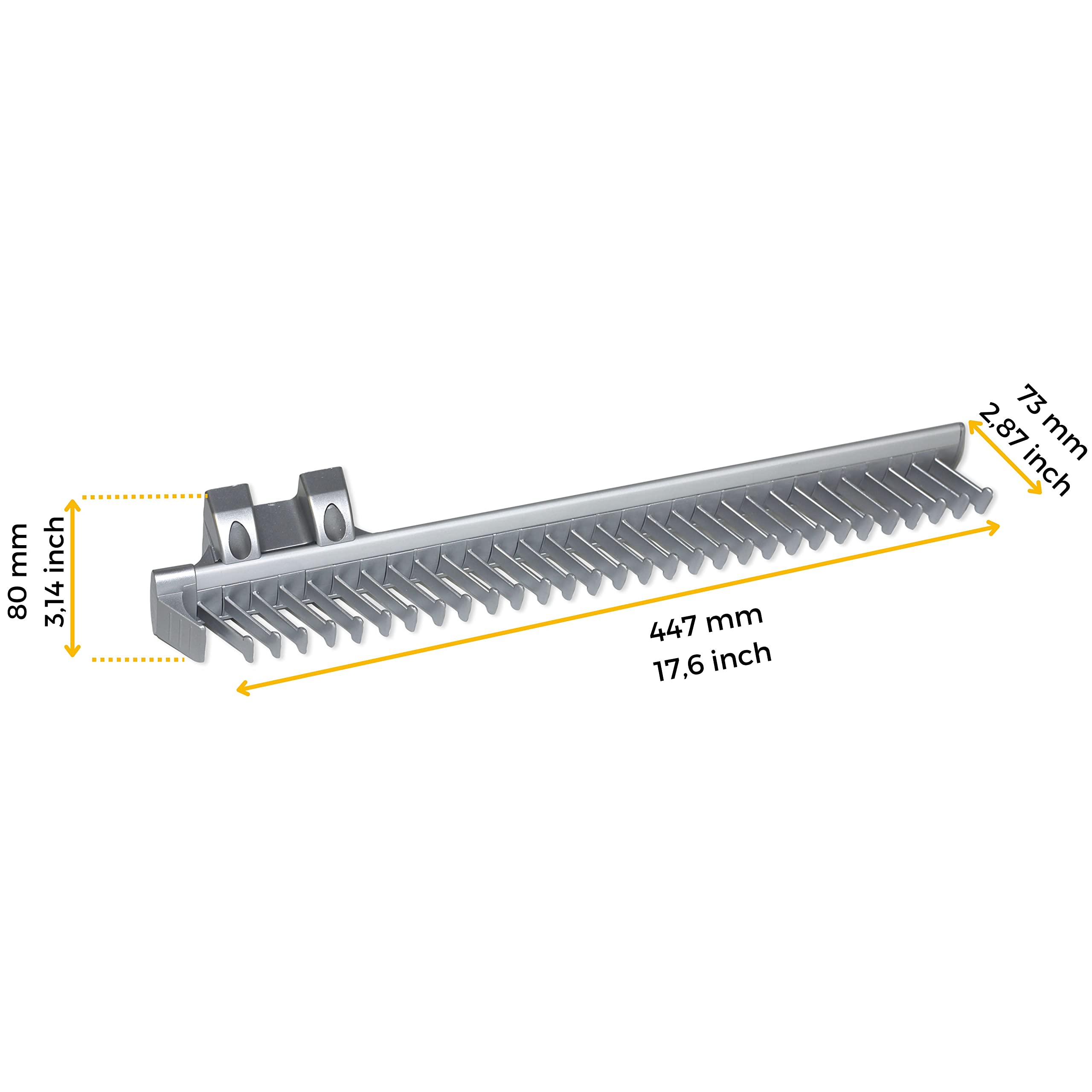 Emuca - Extractable lateral tie rack for wardrobe, Aluminium and plastic, Matte anodized