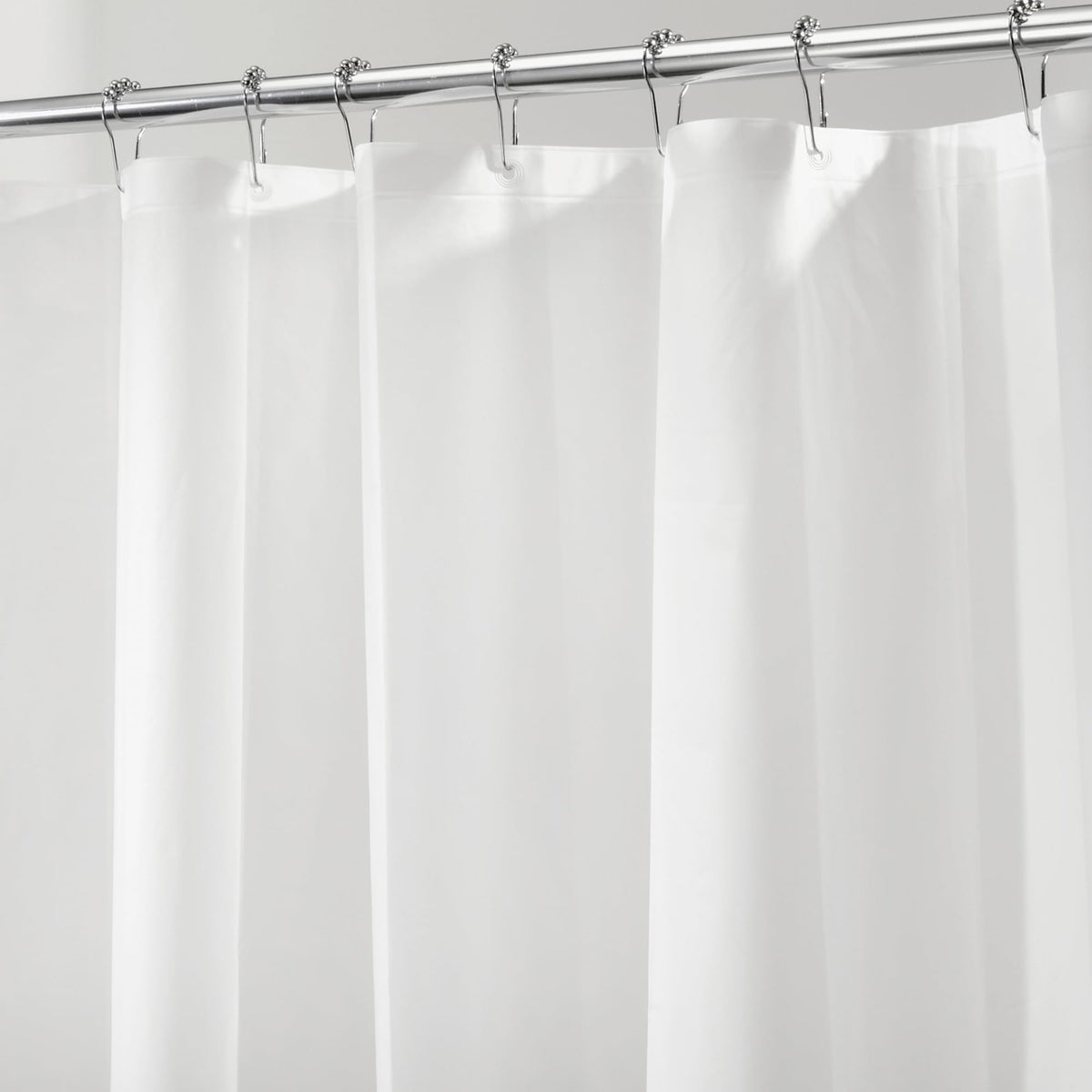 iDesign Shower Curtain with Magnetic Hem, Long Shower Curtain Made of Mould PEVA, Stylish and Water Repellent Shower Liner for Bathroom, Frost White