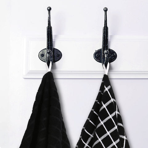 samsto Kitchen Towels Cotton Black - Tea Towels Absorbent - Thick Dish Hand Towels for Kitchen with Hanging Loops, 45x65cm, 4 Pack