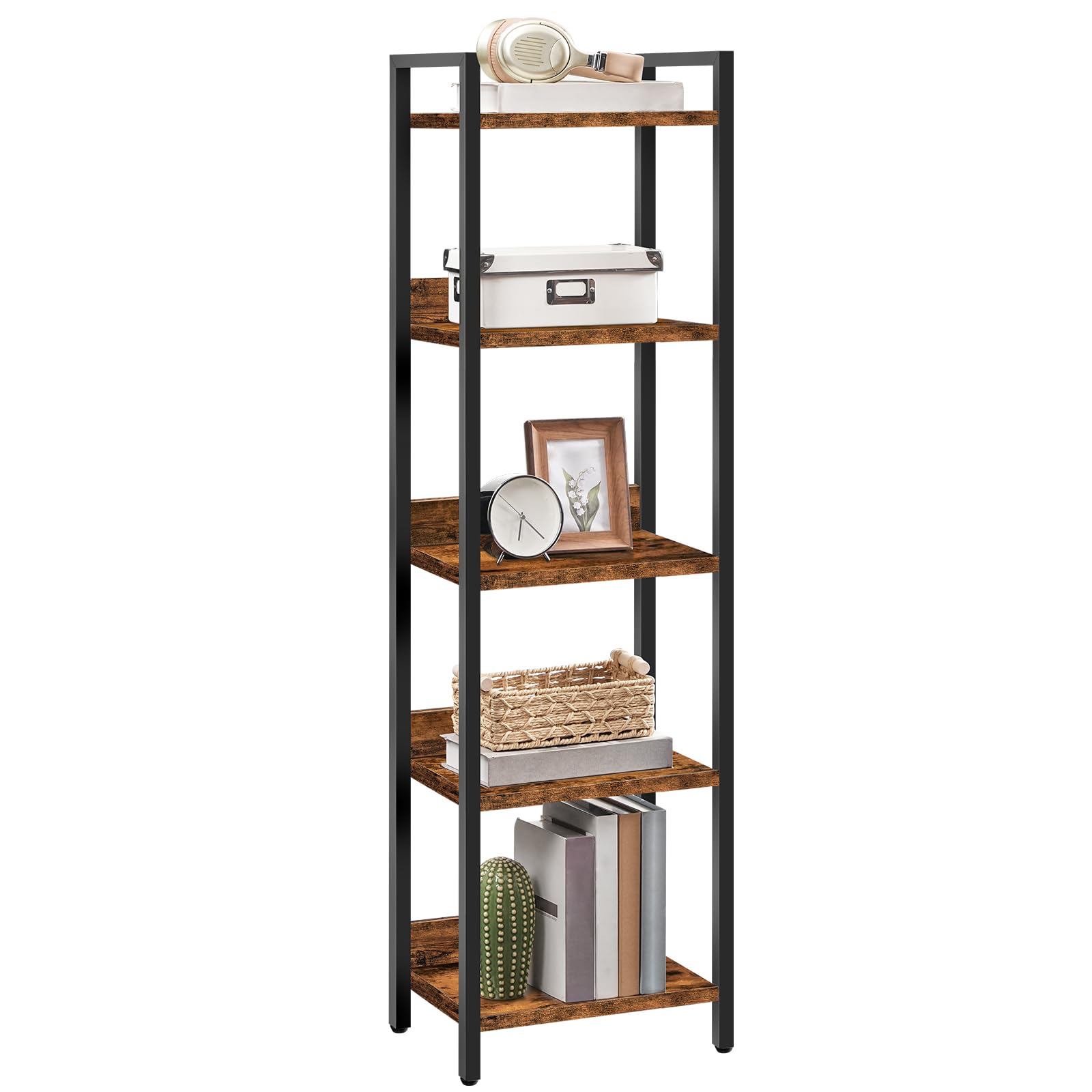 MAHANCRIS Bookshelf, 5-Tier Bookcase, Standing Book Shelf for Small Space, Storage Shelf Organizer, for Living Room, Bedroom, Study, Balcony