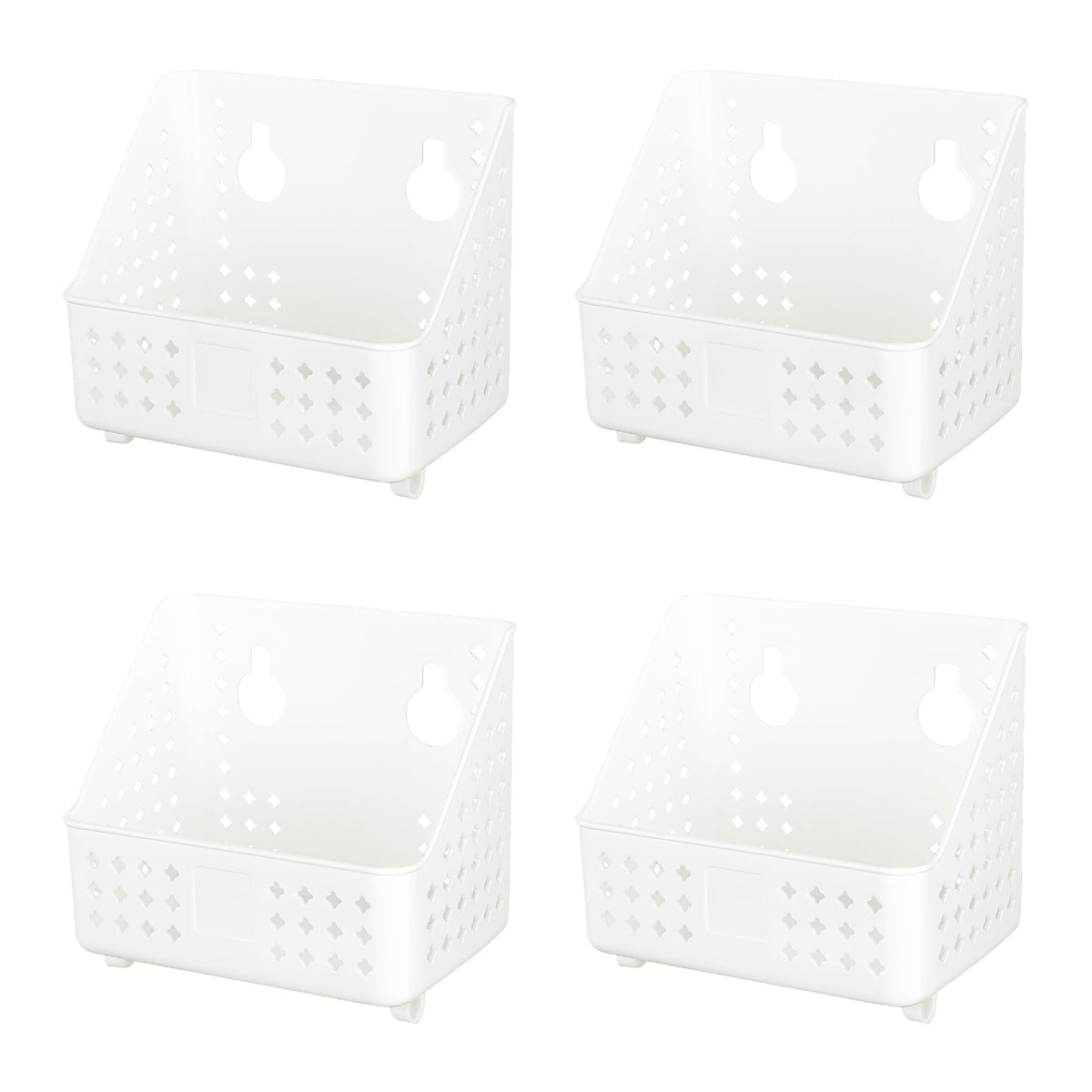 Cetomo Plastic Hanging Baskets with Hole, Wall Mounted Storage Boxes, Hangable Shelf Basket Organizer with Hooks, for Bathroom Shower Home Kitchen