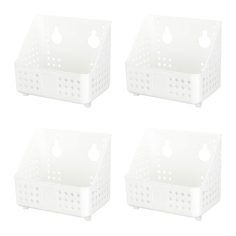 Cetomo Plastic Hanging Baskets with Hole, Wall Mounted Storage Boxes, Hangable Shelf Basket Organizer with Hooks, for Bathroom Shower Home Kitchen