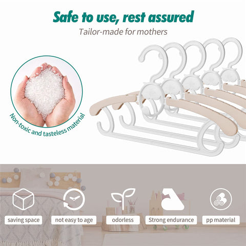 Spesh 20 Pcs Kids Coat Hangers 29.5-39cm Baby Clothes Hangers Extendable Nursery Childrens Clothes-hangers with Stackable Hooks for Babies