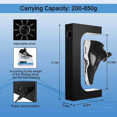 DIDWI Floating Shoe Display, Levitating Shoe Display Stand Holder with LED Light Rotating Magnetic Levitation Sneaker Rack for Home Decor