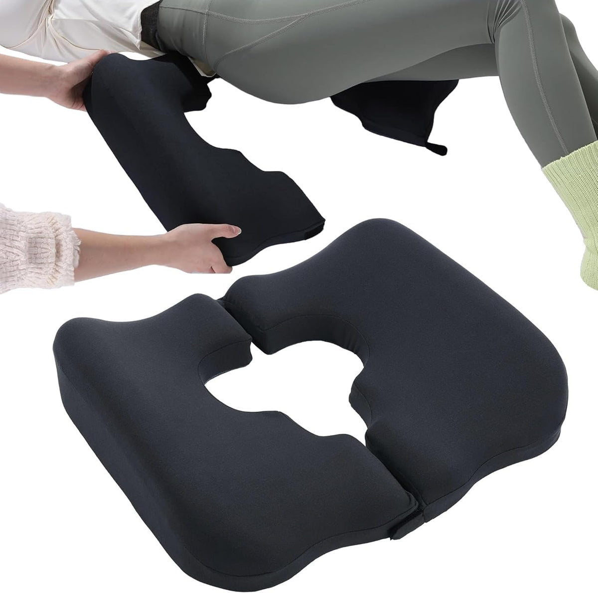Memory Foam Coccyx Cushion with T-Shaped Cutout for Tailbone Pain Relief