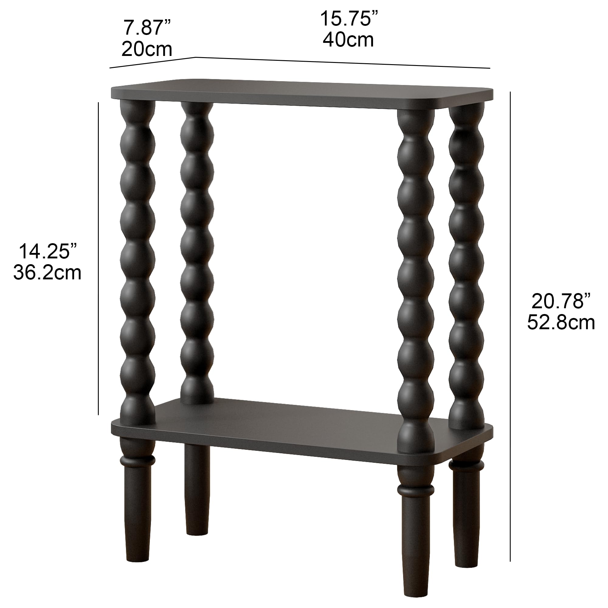 JERX 3-Tier Narrow Side Table Small End Table Walnut Brown
